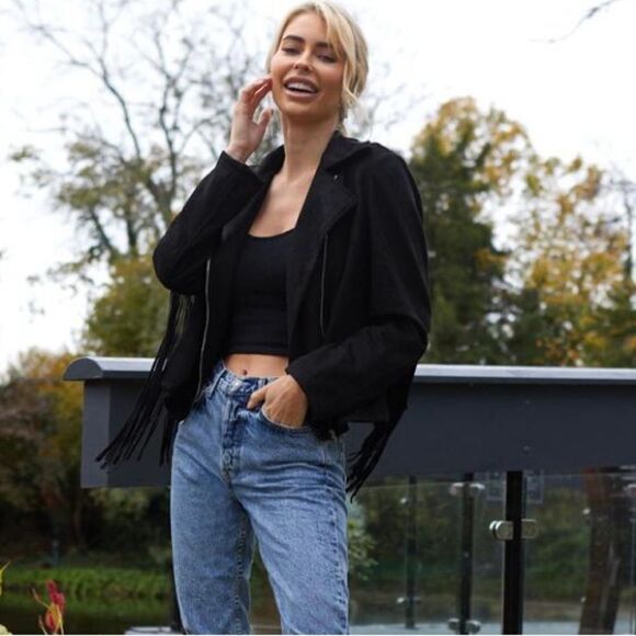 SHEIN Zip Up Fringe Trim Jacket sz 2 XS - Picture 11 of 15